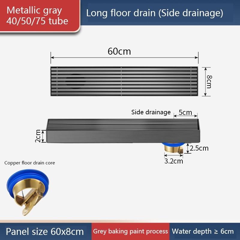 High Quality Bathroom Floor Drain 304 Stainless Steel Rectangular Drain Odor Prevention Shower Drainage Pipe