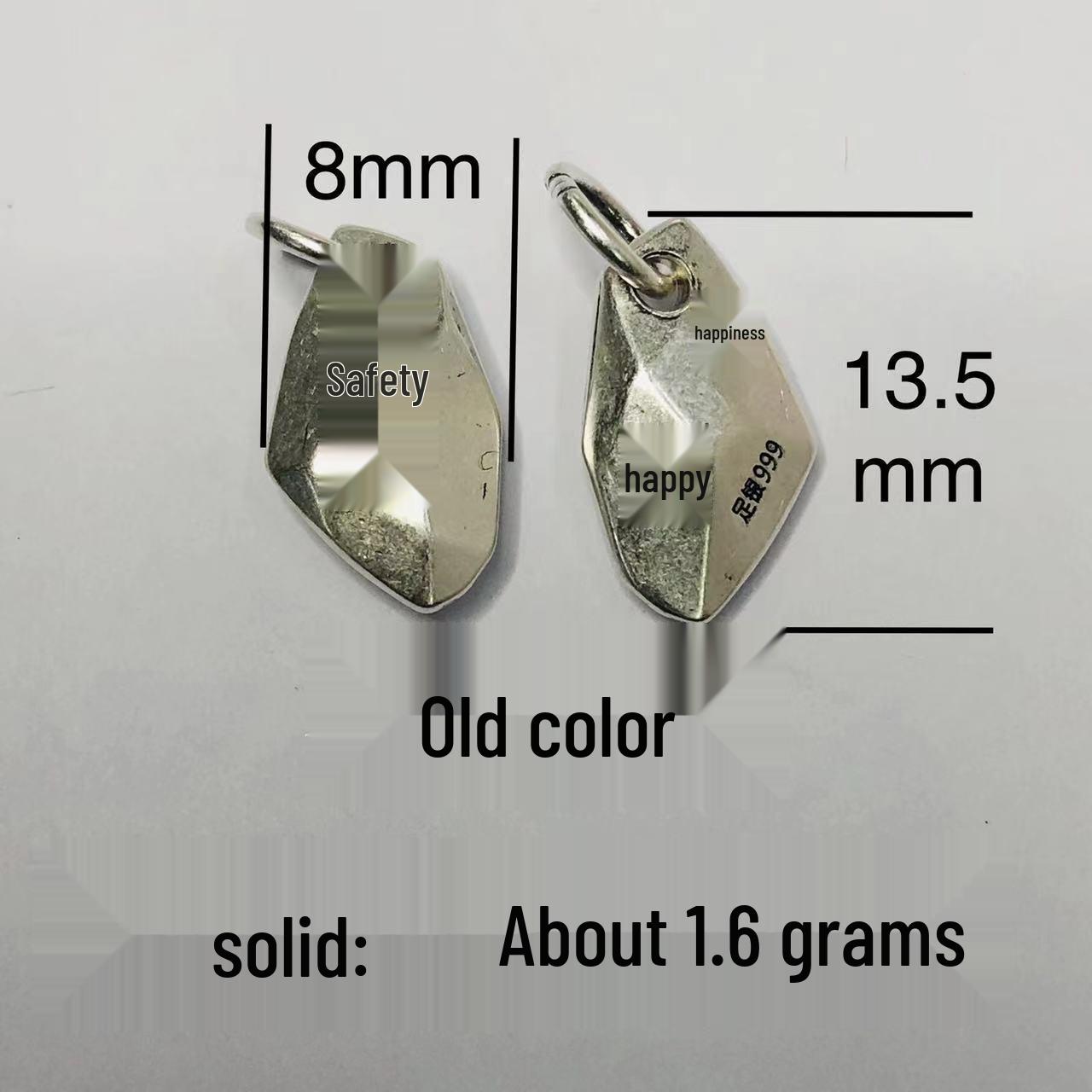 Wish Stone 999 Sterling Silver Peace & Joy Irregular Couple Pendant Solid Silver 999