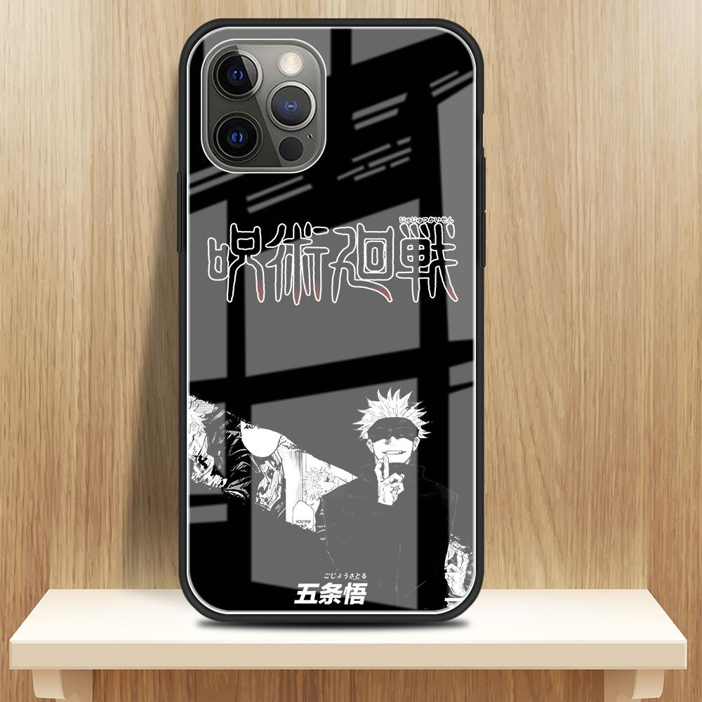 Tempered Glass Case Apple iPhone 13 12 Mini 11 Pro Max XR XS SE 2020 7 8 Plus 6 6S X Phone Cover Back Shell Anime Jujutsu Kaisen
