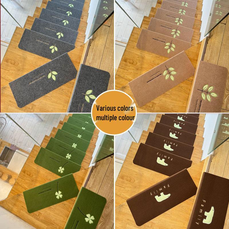 Luminous Self-Adhesive Stair Tread Mats - Splicable, Glue-Free, Solid Wood Protection Carpets
