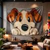 Cute Puppy Tapestry Cartoon Dog Wall Hanging 3D Animal Print Decor Cozy Aesthetic for Bedroom Living Room