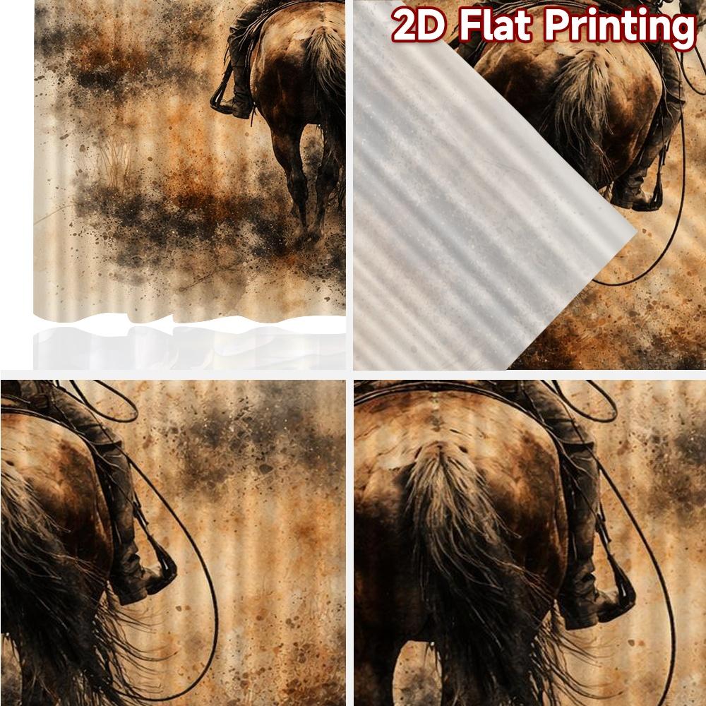 2D FLAT PRINTING 2pcs Curtains (Without Rod) On Horseback Fashionable Chic Curtains Polyester Curtains Festive Perfect for Grey,