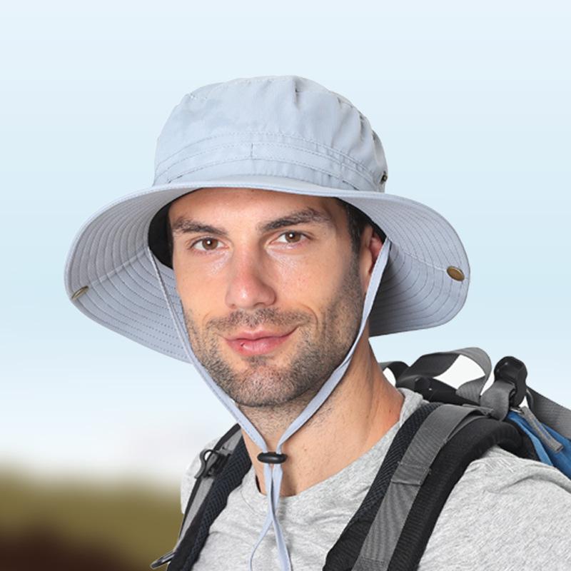 Outdoor bucket hat large brim fishing hiking hat summer sun protection hat men's and women's quick-drying UV protection sun hat