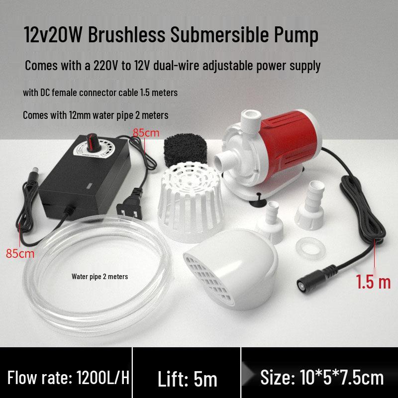 12/24V Mini Solar Brushless Submersible Water Pump for Fish Tank Circulation