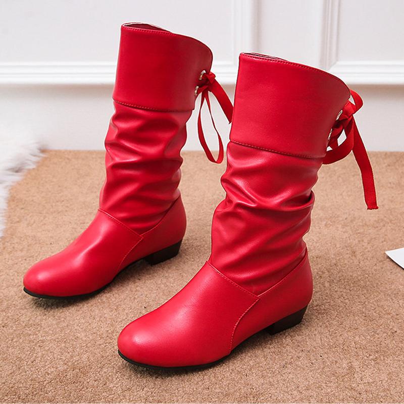 Women Boots Winter Boots Thick-heeled Shoes Ankle Boots Non-slip Middle Tube Boot Shoes Women Winter Boots Shoes Flat Boots