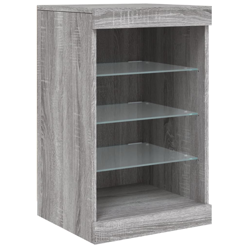 Sideboard with LED Lights Grey Sonoma 162 x 37 x 67 cm