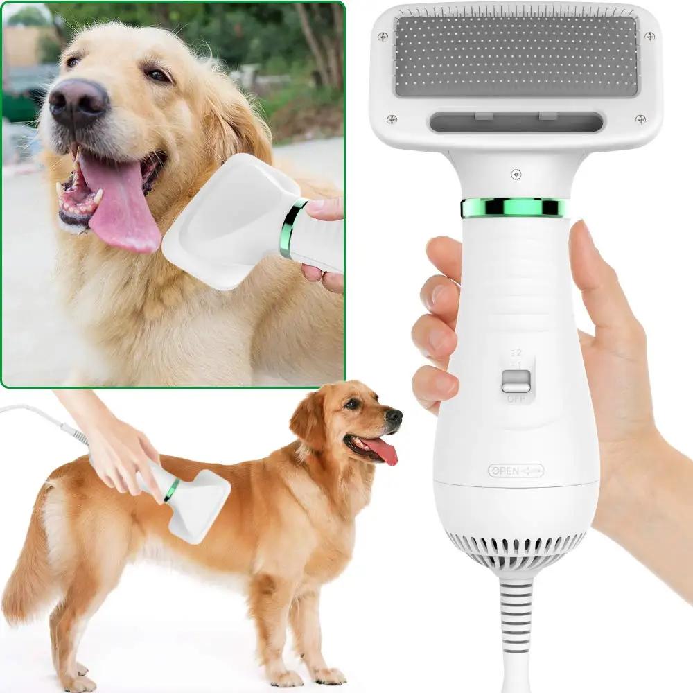 Pet Hair Dryer Portable Dog Blower 2-in-1 Pet Grooming Dryer Grooming for Cat and Dog Brush with Adjustable Temperature for Pets