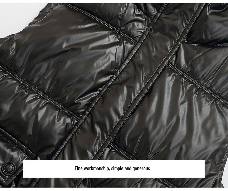 Glänzende waschfreie Daunenbaumwollweste für Damen - Herbst/Winter Stehkragen, ärmellos, modische Oberbekleidung