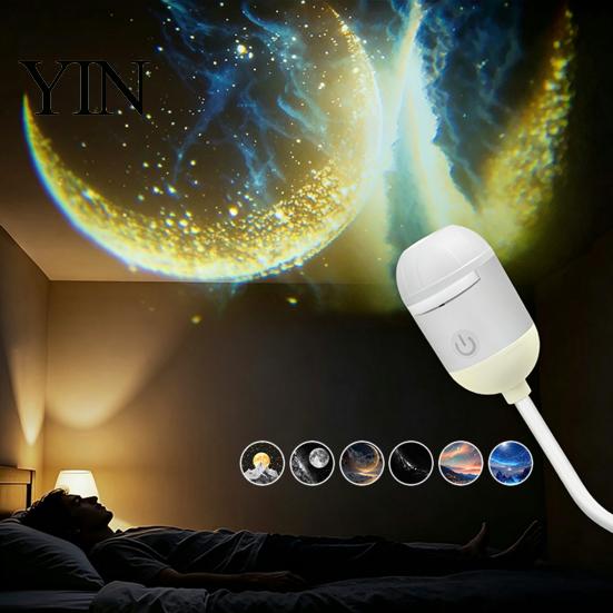 Tragbares Umgebungslicht USB-Sternenprojektorlicht, Flexible Schwanenhals-Nachtlampe mit 3/4/6/12/24 Einfach zu verwendenden Projektionsfolien, LED für Schlafzimmerdecke