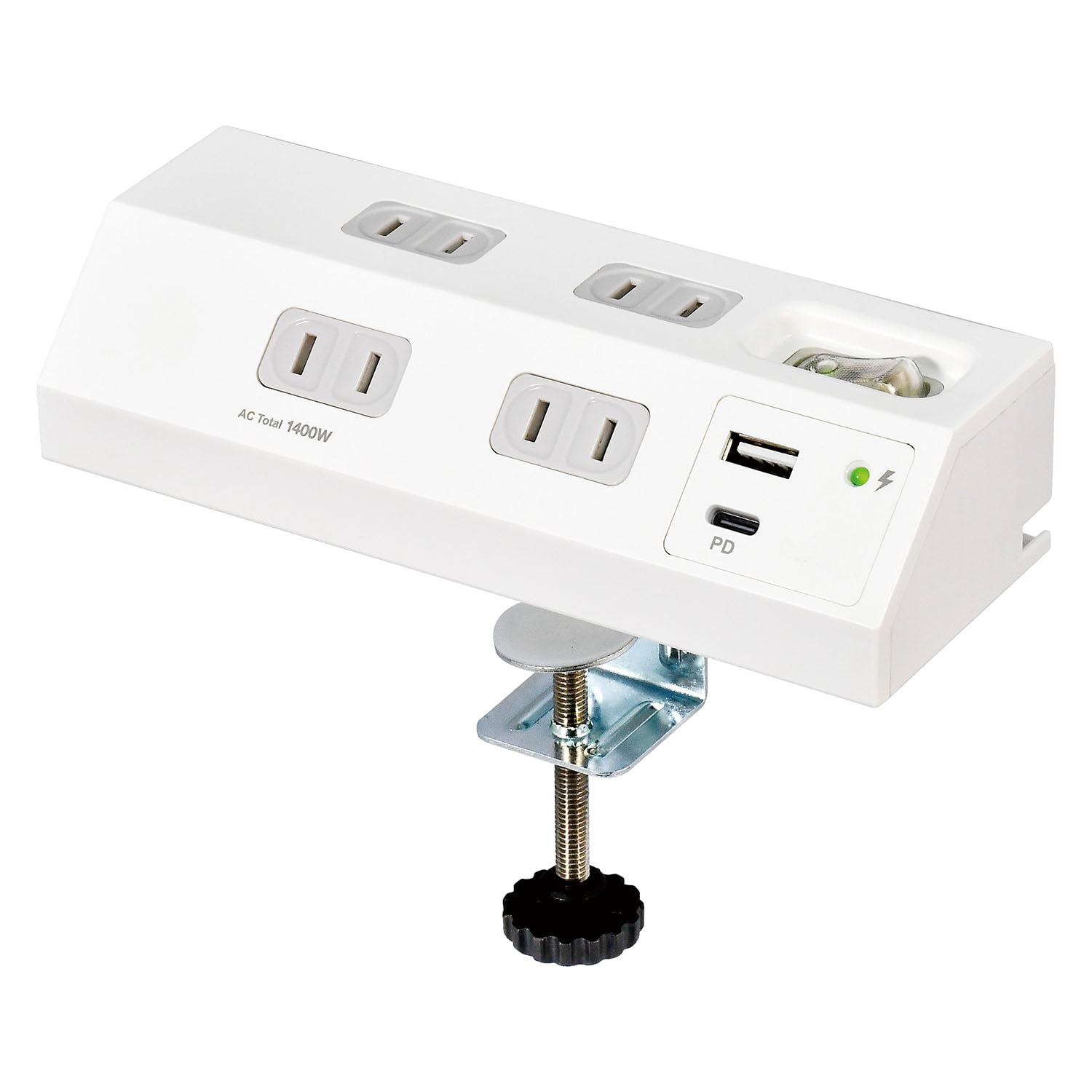 

ELPA Desk USB Tap PD20W White, Fast Charging Compatible, Type-C USB Port, 4 AC Outlets, Clamp Type, 2m Cord, for Smartphones, Tablets, Chargers, Energ