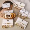 IF ME Korean Butterfly Pearl Stud Earrings Set Fashion Geometry Zircon Hoop Earring Women Jewelry Accessories