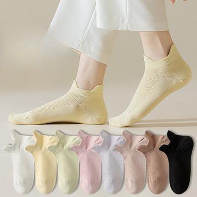 Summer Women's Ear Lift Mesh Women's Socks Solid Color Short Socks Style Breathable Boat Socks Invisible Socks