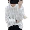 Long Sleeved Shirt for Women Solid Color Retro Loose Shirt Top for Women