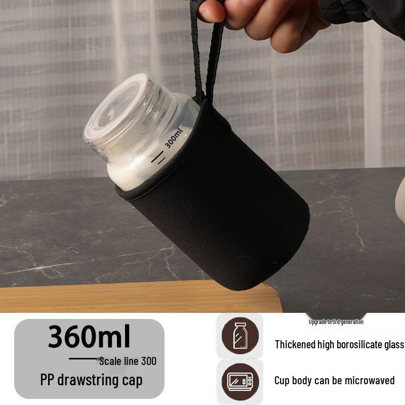 Microwave-Safe Borosilicate Glass Milk Cup with Scale - Portable and Heat-Resistant