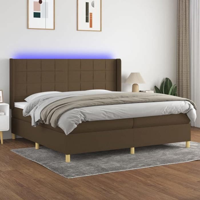 VidaXL Sommier à Lattes de Lit avec Matelas et LED, Lit Rembourré avec Tête de Lit, Lit Double, Lit Adulte de Chambre, 3138904