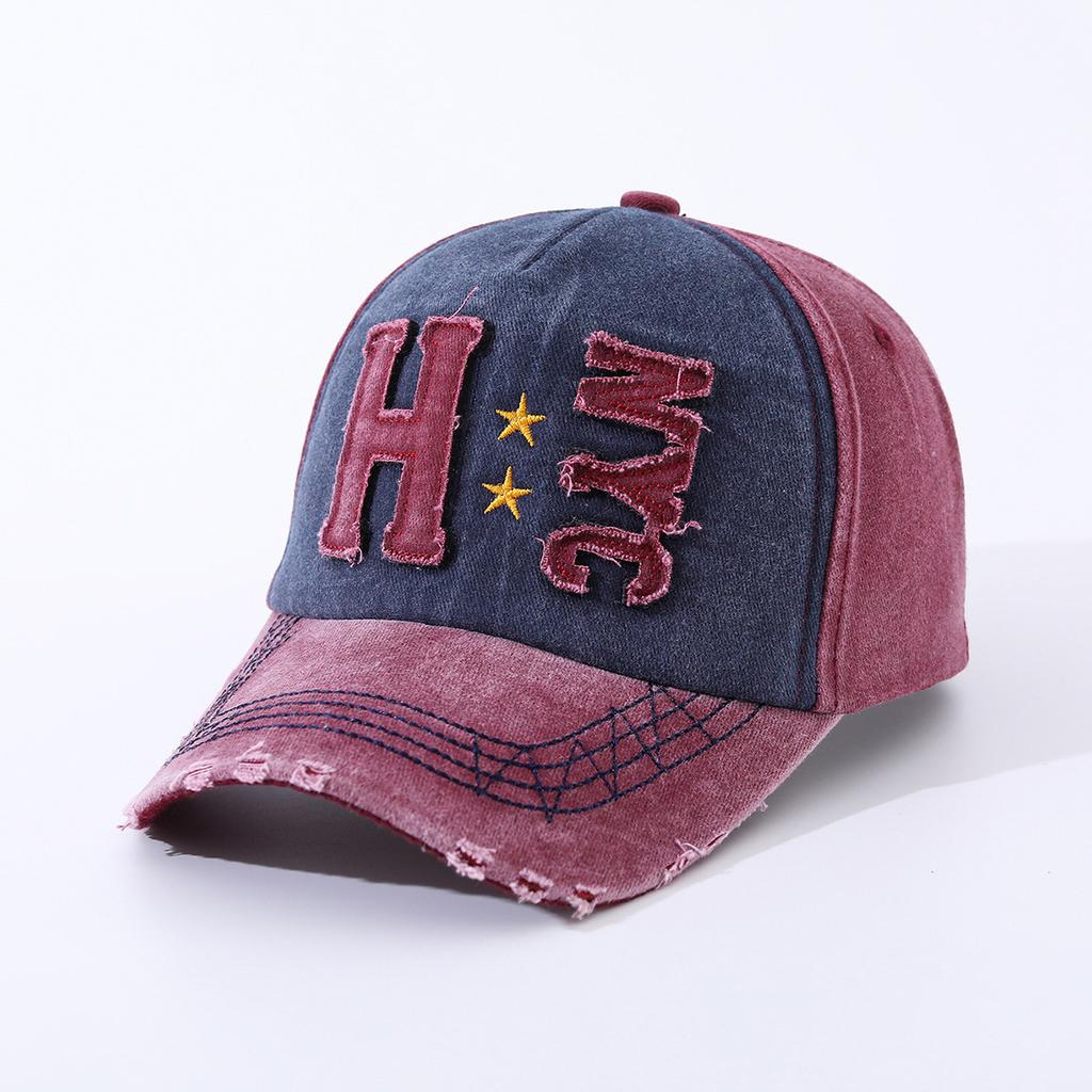 Washed Cotton Patch Embroidery Sun Protection Cap Baseball Cap Sun Hat Outdoor Hat Trend Men'S And Women'S Duck Tongue