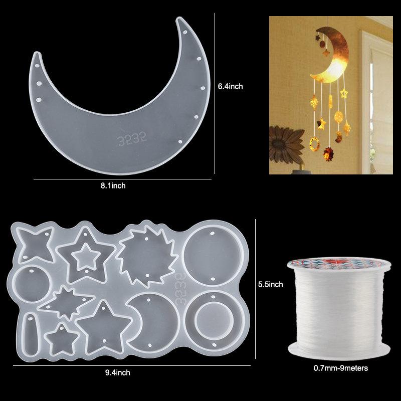 Epoxy Silicone Mold Set Jewelry Casting Mold Kit with Hand Drill, Glitter Sequins and Tools for Pendant Earring Keychain Making