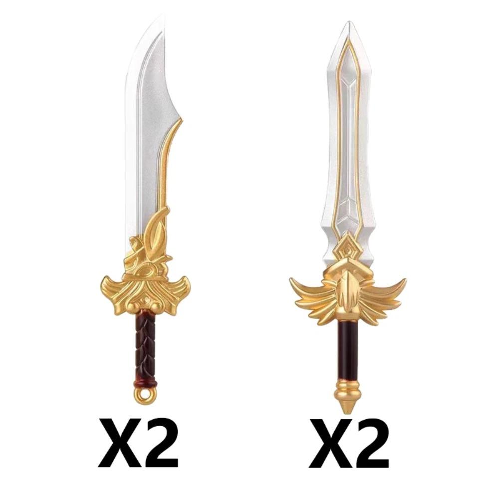 Military Medieval Building Blocks Soldier Warrior Waffen Accessories Sword Battle Axe Hero Villain Series Double-edged Sword Toy