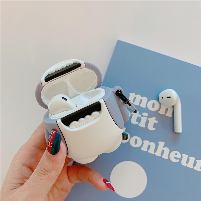 Ins Big White Shark AirPods 4th Generation Pro2nd Generation Protective Cover 3rd Generation Apple Wireless Bluetooth Headset Cover Is Suitable for