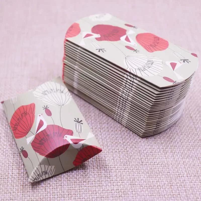 50pcs Marble Style Box Anniversary Gift Box Wedding Present Flamingo Design Box Paper Pillow Cardboard Jewelry Packing