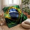 Brazil Football Printed Flannel Blanket Skin Friendly Warm Decorative Throw for Indoor Couch Bed Daily Use