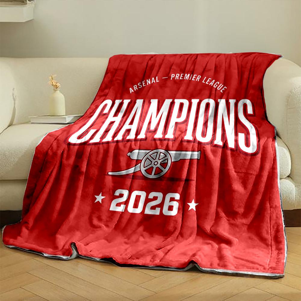 Arsenal Champions 2026 Designed Flannel Blanket for Bedroom, Living Room, Sofa, and Nap