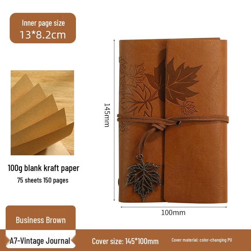 Maple Leaf Retro Loose-Leaf Notebook with Customizable Logo and Skin-Feel Cover