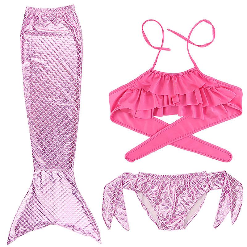 Mermaid Swimsuit Girls Middle School Elder Princess Split Skirt Elementary School Mermaid Baby Three-Piece Set
