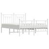 Vidaxl Metal Bed Frame with Headboard and Footboard, White, 150X200 Cm