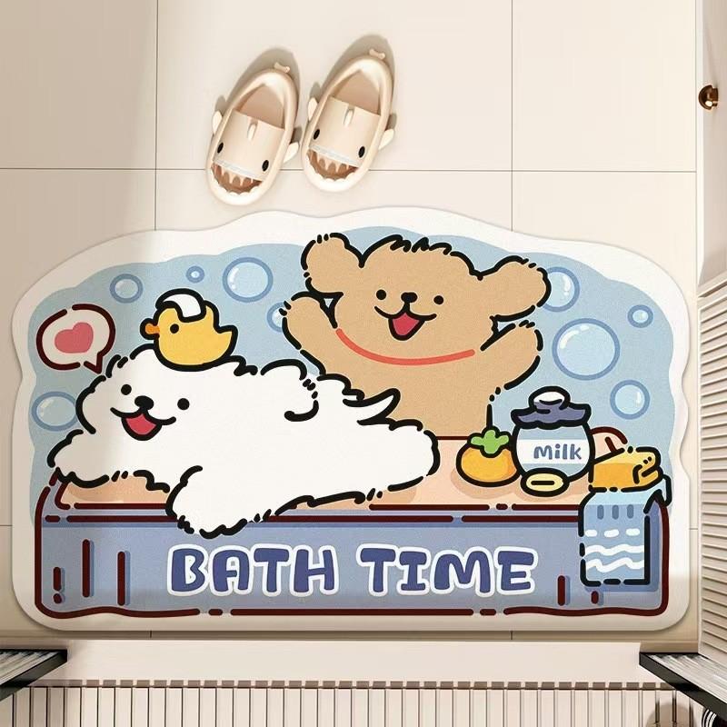 Modern Minimalist Cartoon Bathroom Mat With Water Absorbent Silicon Diatom Mud For Shower Floor Flooring