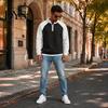Breathable Outdoor Activewear Men Waffle Sweatshirt, Long Sleeve Quarter Zip Contrasting Color Mens Sweatshirt Casual Stand Collar Pullover Shirt for
