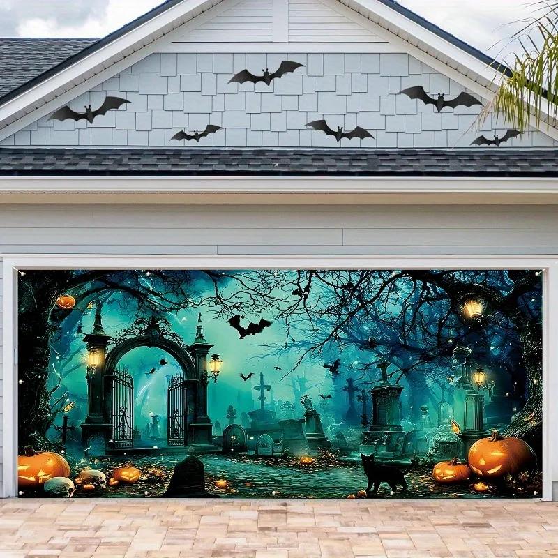 2D Flat Surface, 2D Curtain Banner, 2D Flag Banner, 1 Halloween Garage Door Banner, 72.83 Inches Longzyc