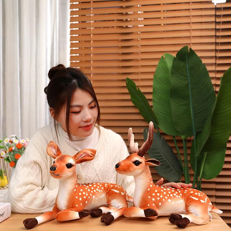 Super Soft 35cm Simulated Plush Standing Sika Deer Dolls Dolls Throw Pillow Animals Toys Cartoon Girls Boys Birthday Presents