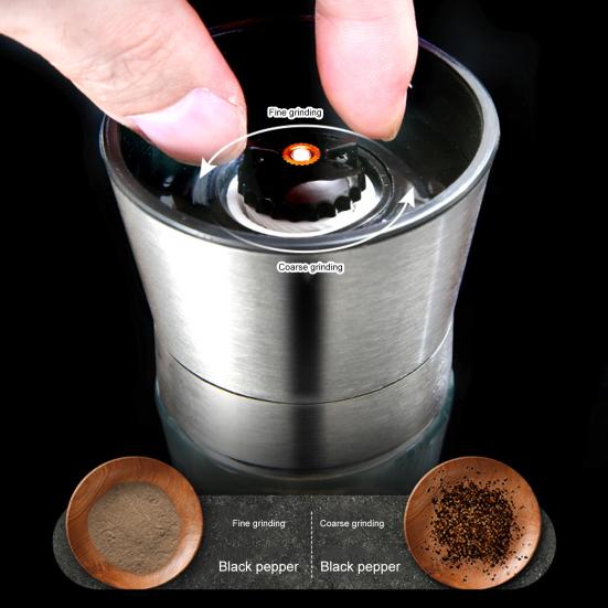 Pfeffermühle Edelstahl Einstellbar Manuelle Gewürzmühle Schwarzer Pfeffer Meersalz Kreuzkümmel Mühle Transparenter Körper Küchenwerkzeug