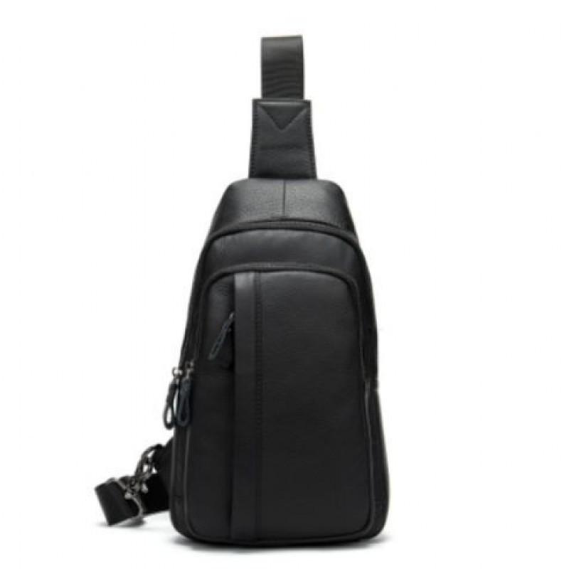 Real Cowhide Men's Bag Single Shoulder Crossbody Genuine Leather Chest Korean Casual Top Layer