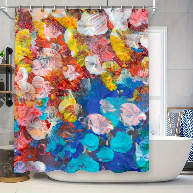 

Modern Gold Floral Shower Curtain Luxurious Bath Decor For Bathroom Waterproof Fabric With Metal Rings Size Customizable (Black/ W60H190(CM)-1 Pcs