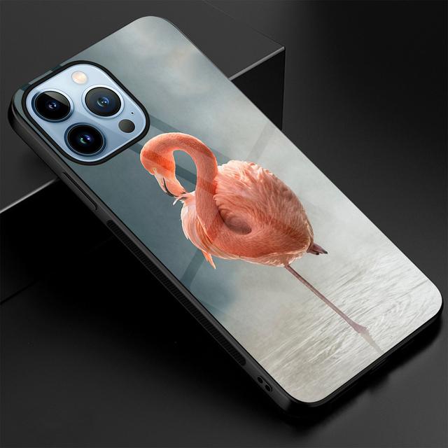Animal Flamingo Case For Iphone 14 13 11 12 Pro Max Mini Xs Xr X 7 8 6s Plus Se 2022 Tempered Glass Cover Coque Shell Funda