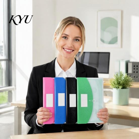Student File Holder Expandable Document Folder with Label Slot, Layered Design Waterproof PP Envelope, Secure Rope Closure Organizer for Office