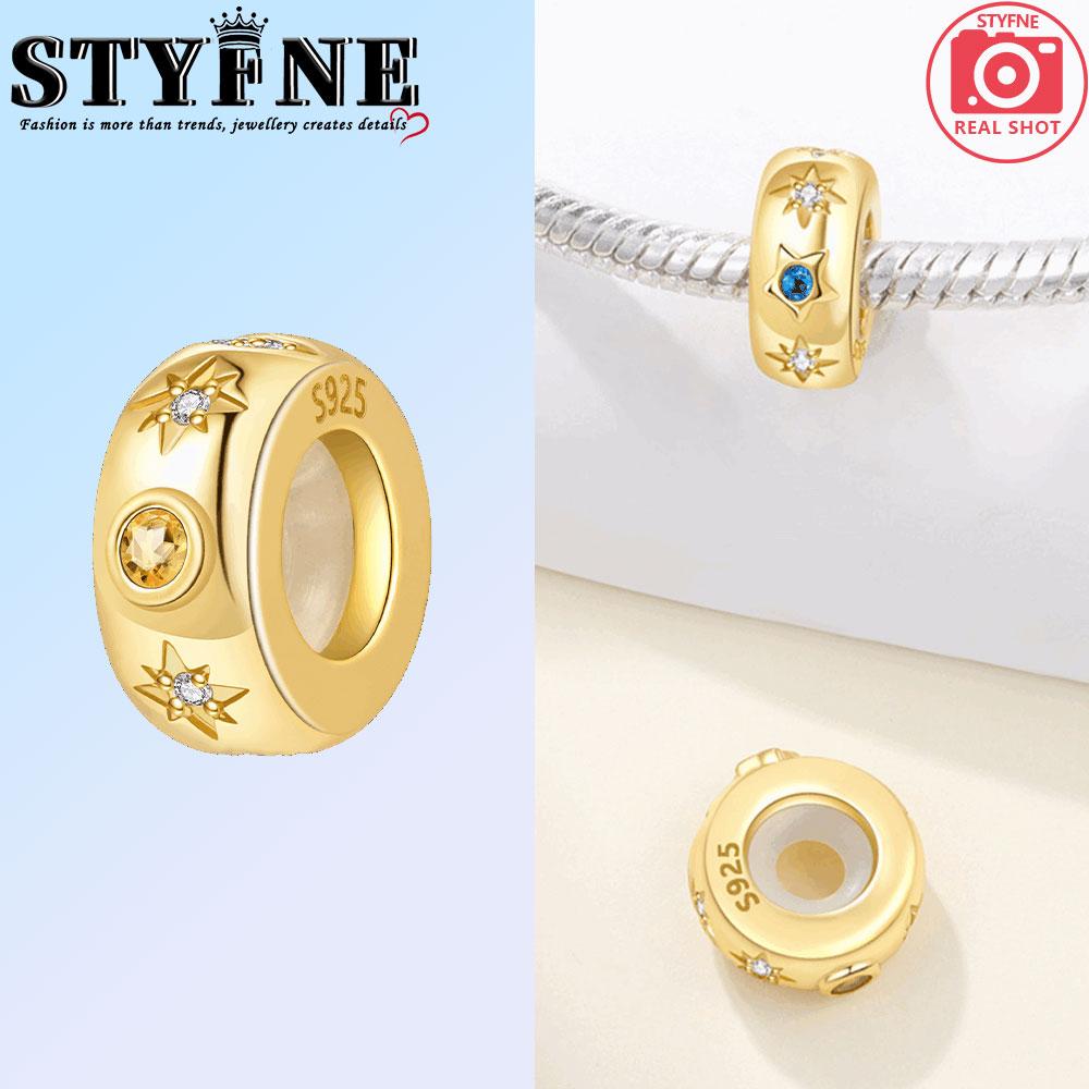 Copper Colorful Colors Charms Beads Pendant Star Moon Isolation Charm For Original Bracelet Woman Girl Jewelry