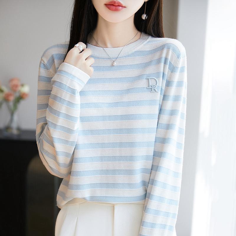 Helårskvinners 50% ull 50% silke genser | Lett varm blanding pullover | Luksus kasjmir silke strikkevarer