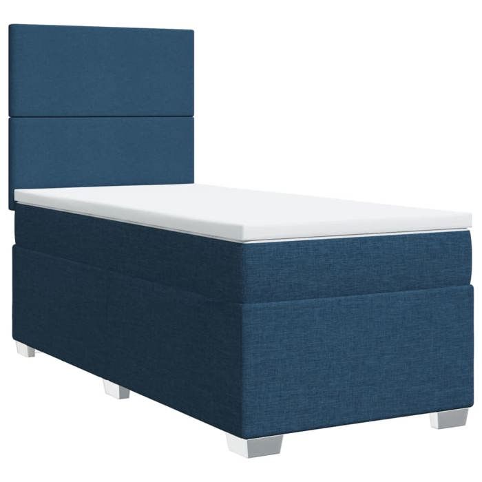 VidaXL Sommier à lattes de lit avec matelas Bleu 90x200 cm Tissu, lit, lit à plate-forme, lit à panneaux, meuble de chambre 3292670