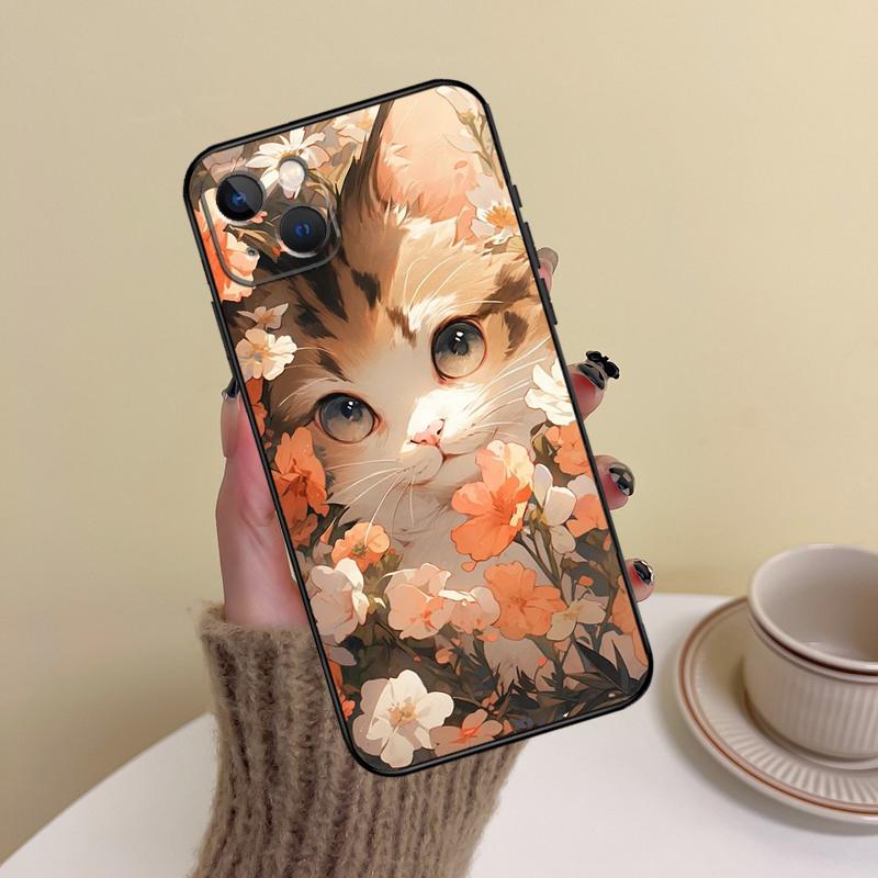 Funny Cute Cat Phone Case For iPhone 15 Pro Max 11 12 13 14 16 17 Pro Max mini Plus 16e 17 Air Cover Funda
