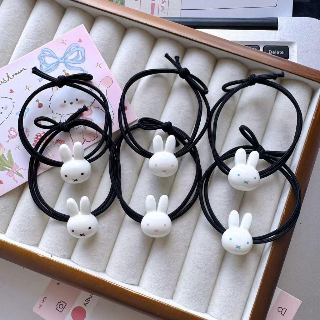 Miffy Cartoon Bestie Elastische Haargummis - Süße Mori Girl Haarringe und Haargummis