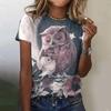 Summer New Animal Owl Pattern 3D Print T-Shirts Women Short Sleeve O-Neck Casual Tees Female Clothin