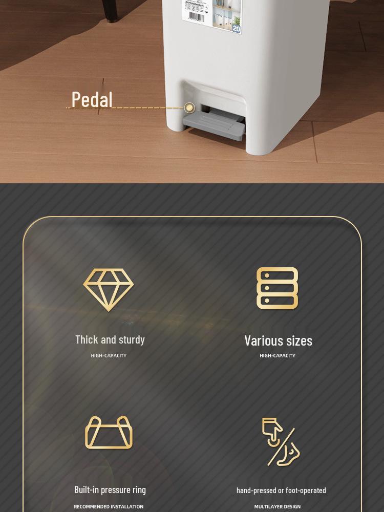 Large Household Trash Can with Lid for Bathroom, Kitchen, Bedroom, Living Room, and Dormitory