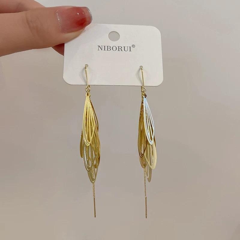 Fashion Tassel Long Drop Earrings Elegant Luxury Dangle Earrings For Women Stylish Statement Ear Jewelry
