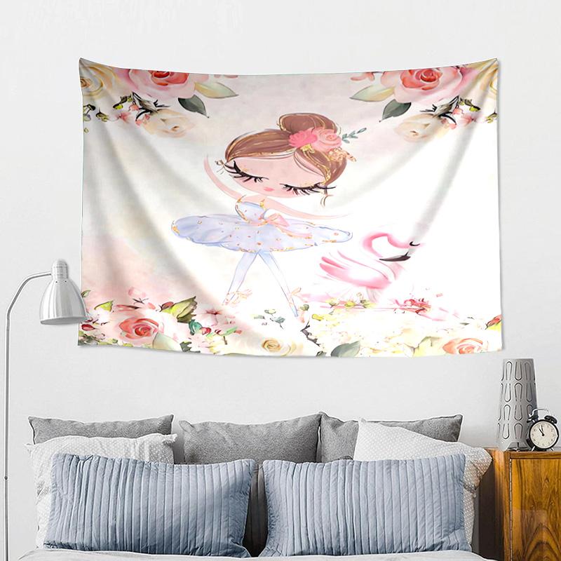 Ballerina In Pink Flowers Tapestry, Unique Design Tapestry, Wall Decor for Bedroom,Livingroom, Playroom,Heartwarming Fan Holiday Gifts