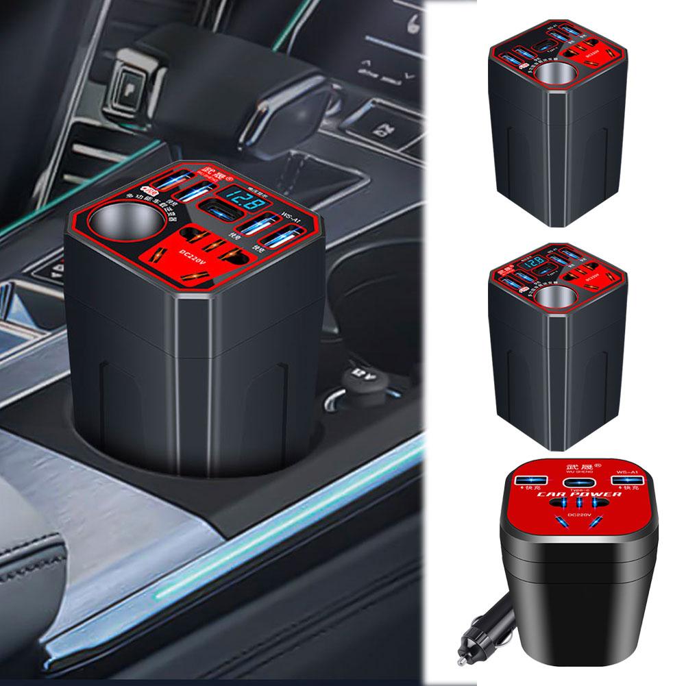 Car Power Inverter 12V / 24V to 220V Multi-Functional Power Converter LED Display Multi-Functional Car Socket Fast Charger