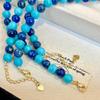 Retro Antiek Natuurlijk Lapis Lazuli Contrasterende Kleur Kunstmatige Turkoois Gemengd En Gematched Blauwe Sleutelbeen Ketting Ketting