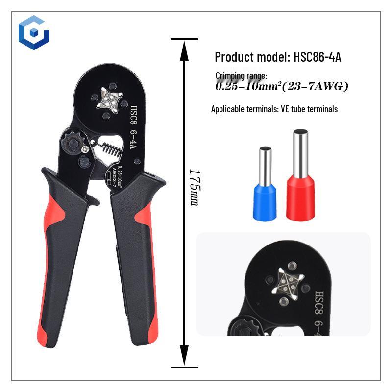 HSC8 6-4A European Ratchet Crimping Pliers Set with Manual for Labor-Saving Cold Crimping